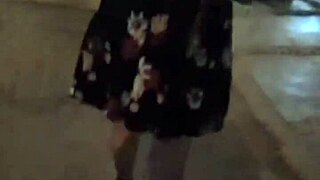 hot peruvian milf teases in lingerie then fingers shaved pussy on street