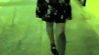 hot peruvian milf teases in lingerie then fingers shaved pussy on street