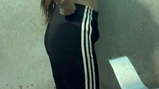 student in bathroom of the hotel with big ass