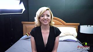 tattooed blonde milf keyton teases with slow handjob strokes