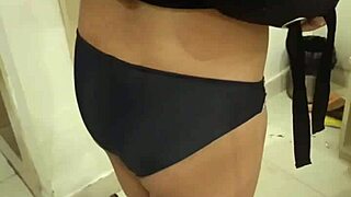 student in bathroom of the hotel with big ass