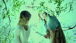 Two blonde lesbo girls fucking outdoors