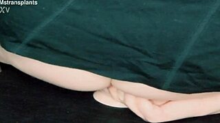 Trans woman rides big dildo deep and moans loud