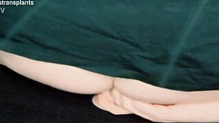 Trans woman rides big dildo deep and moans loud