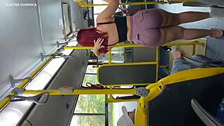 redhead brazilian woman touches herself on the bus