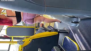 redhead brazilian woman touches herself on the bus