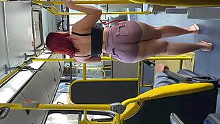 redhead brazilian woman touches herself on the bus