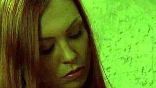 Bdsm lesbian slave swallows big strapon and fucks herself