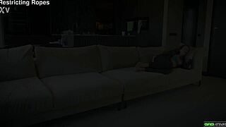 Daisy dolly gets tied up and gagged by home owner in catsuit bondage