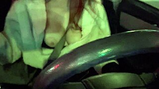 suggestive italian big tits milf flashes while driving in los angeles