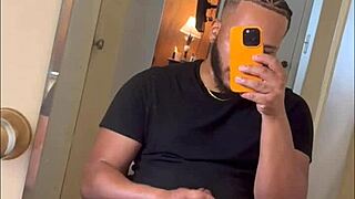 Handsome guy strokes thick cock on facetime