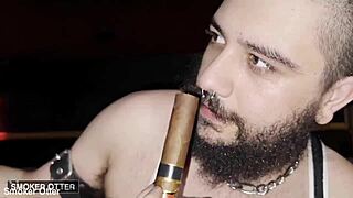 cigar smoke and hot pierced bareback gay sex feels intense