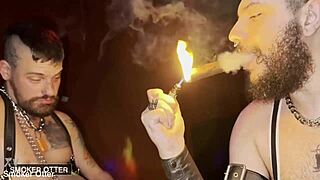 cigar smoke and hot pierced bareback gay sex feels intense