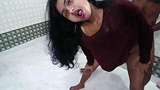 desi wife in maroon top does hardcore
