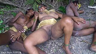 3 native african girls playing with each others pussy