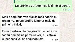 Casada novata me mandando mensagem ap�s sua primeira experi�ncia com comedor realizando o fetiche do corno