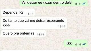 Casada novata me mandando mensagem ap�s sua primeira experi�ncia com comedor realizando o fetiche do corno