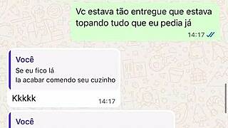 Casada novata me mandando mensagem ap�s sua primeira experi�ncia com comedor realizando o fetiche do corno