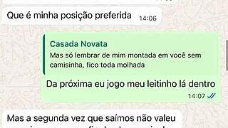 Casada novata me mandando mensagem ap�s sua primeira experi�ncia com comedor realizando o fetiche do corno