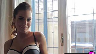 European milf reveals body during slow undressing