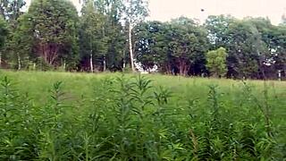 Little slut takes a cock in her tight ass outdoor