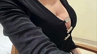 stepmother removes clothes and displays her nice underwear