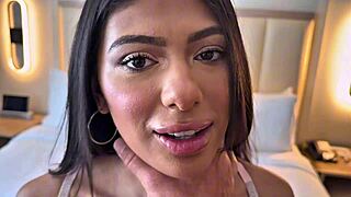 reyna belle in lingerie sucks my cock hard