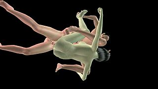 Animated shemale fucks girl while man gets mouth