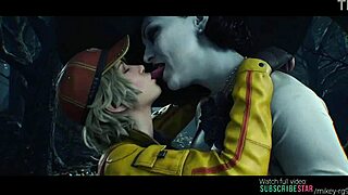 Lady dimitrescu x cindy aurum lesbian kissing resident evil final fantasy vii ai generated