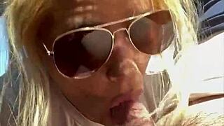 Streetwalker In Sunglasses Gives Blowjob And Takes Facial