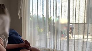 A hotel guest ejaculates in front of staff