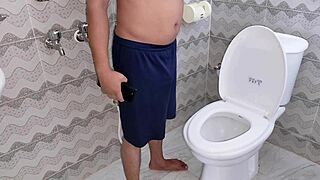 indian step sister and step brother share romantic sex in the toilet