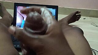 Cumshot by seeing porn