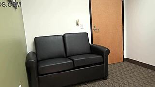 Blonde Carrie B in small tits casting interview session