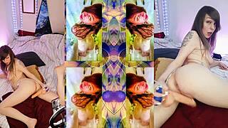 hey, babe, sucking that squirting dildo while riding it hard