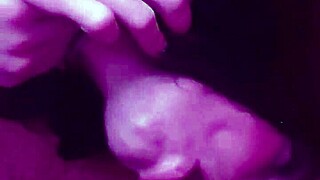 She sucks his big cock upside down on the floor.