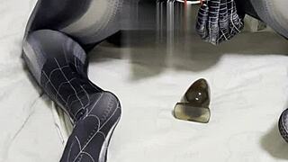 spider venom cosplay suit for anal hole training and hardcore assfucking