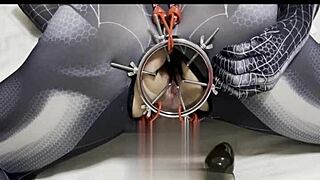 spider venom cosplay suit for anal hole training and hardcore assfucking