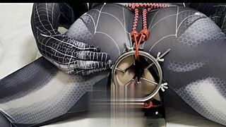 spider venom cosplay suit for anal hole training and hardcore assfucking