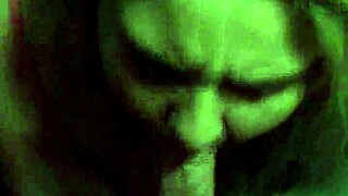 Cock cums directly on her face in raw action.