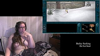 feeling aroused as brunette with big tits plays naked royal tower part 5