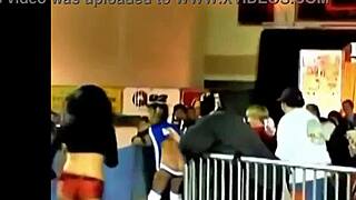 who's dominating tiana ringer in thong wrestling?