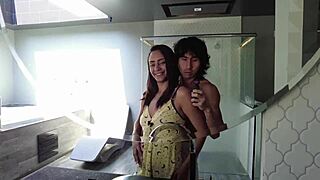 Emo brunette sandy cortez in doggystyle before nap with pov blowjob and natural tits