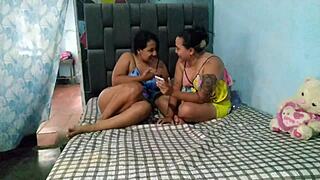 Best friends discover shared man, masturbate pussies and lick asses