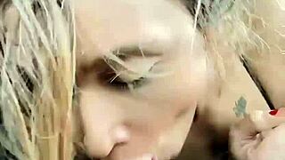 Tranny Deepthroats Boyfriend Outdoors