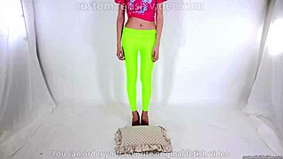 Beautiful woman steps on cushion in high heels