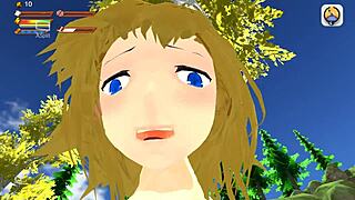 In this 3D game, a female centaur engages in sex with stamina challenges under femdom control by a monstergirl.