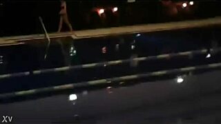 Blonde girl in sexy bikini enjoys a hassle-free night