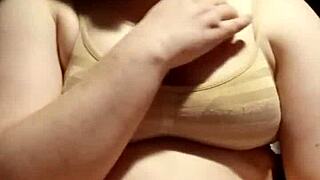 I love playing with my big natural tits, but I keep messing up the words. It's so fun for a petite slut like me.