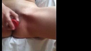 mature girl toys her pussy with anal play